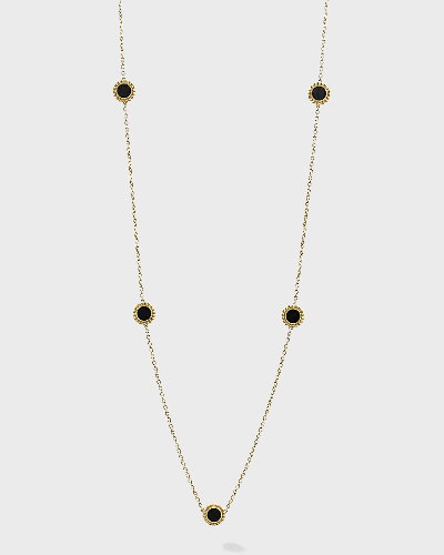 Lagos 18k Covet Onyx 7mm Round 7-station Necklace, 32"l In 10 Black
