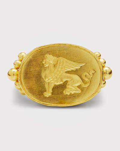 Elizabeth Locke 19k Etruscan Sphinx Ring In 05 Yellow Gold