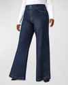 Spanx Wide Leg Pull-on Jeans In Raw Indigo Wash