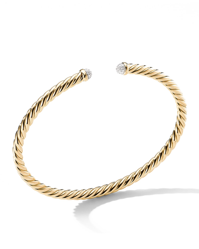 David Yurman Cable Bracelet In Gold With Diamonds In 40 White