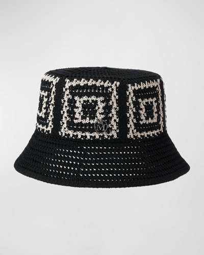 Maison Michel Axel Knit Bucket Hat In Beige Black