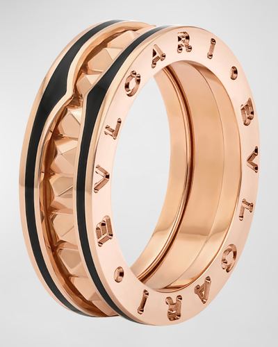 Bvlgari B. Zero1 Pink Gold Ring With Black Ceramic Edge, Eu 51 / Us 5.75