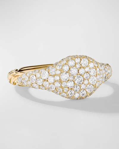 David Yurman Sculpted Cable Pinky Ring With Diamonds In 18k Gold, 7mm