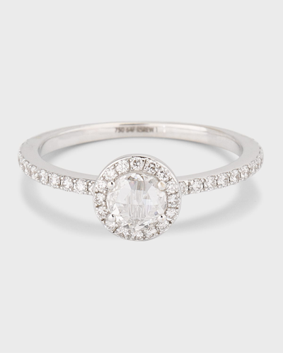 64 Facets 18k White Gold Rose-cut Diamond Ring In Metallic