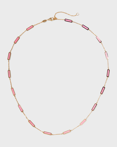 Frederic Sage 18k Yellow Gold 17 Stations Pink Enamel Necklace