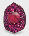 BAYCO MOZAMBIQUE RUBY RING WITH DIAMOND AND RUBY PAVE