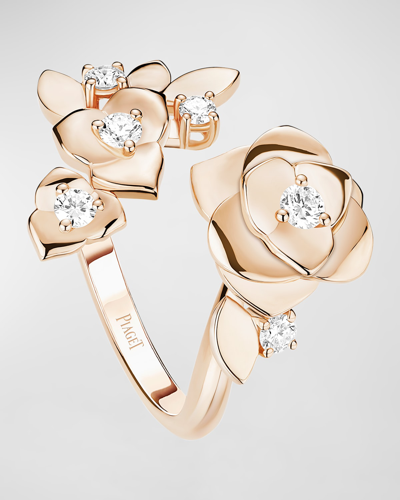 Piaget Rose 18k Rose Gold Diamond Ring In 10 White Gold