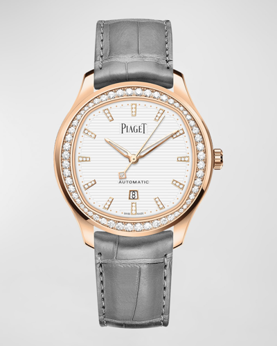 Piaget Polo 36mm 18k Rose Gold Diamond Auto Watch In 15 Rose Gold