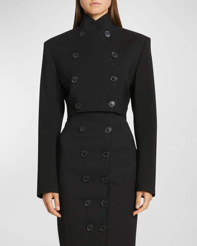 ALAÏA CROPPED WOOL JACKET WITH BUTTON DETAIL