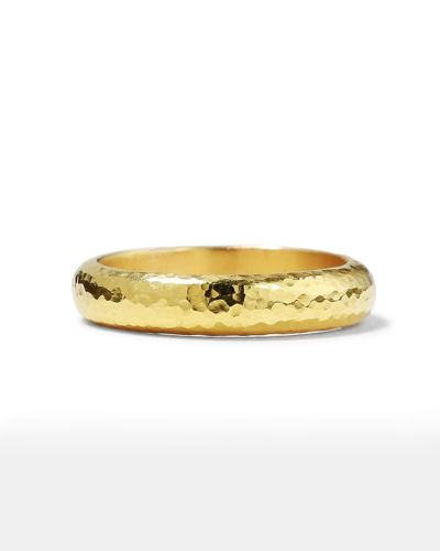 Elizabeth Locke Hammered Band Ring Size 6.5 In 05 Yellow Gold