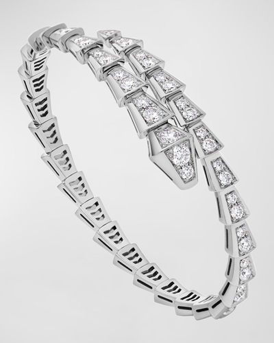 Bvlgari White Gold Diamond Serpenti Bracelet In Metallic