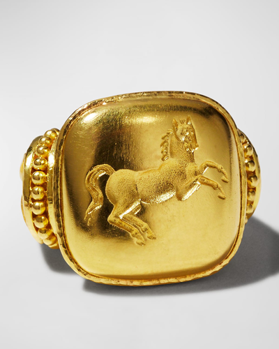 Elizabeth Locke 19k Yellow Gold 19x19 Gold Rearing Horse Ring Size 6.5 In 05 Yellow Gold
