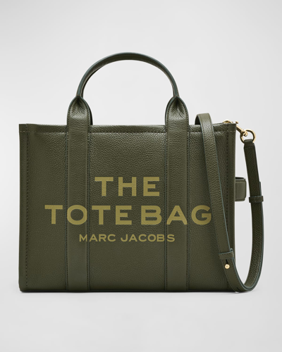 Marc Jacobs The Leather Medium Tote Bag In Forest