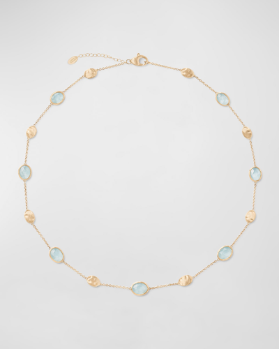 Marco Bicego 18k Yellow Gold Siviglia Aquamarine Beaded Collar Necklace, 16.5-18l In Blue/gold