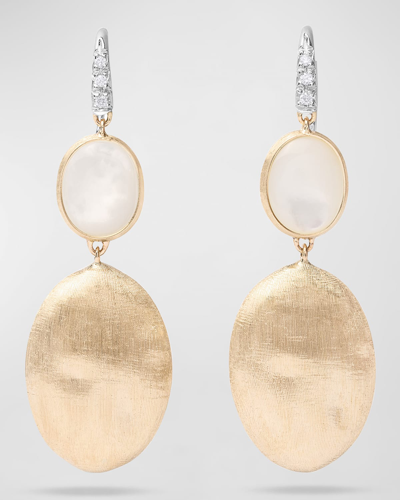 Marco Bicego 18k Siviglia Mother-of-pearl Hook Earrings With White Diamonds In 05 Yellow Gold