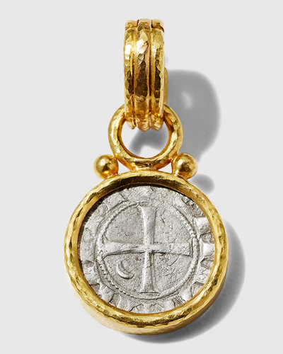Elizabeth Locke Silver Crusader Coin Pendant In 05 Yellow Gold