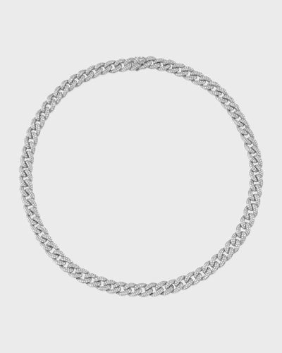 Sydney Evan 14k White Gold Diamond Pave-link Necklace In 40 White