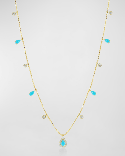 Stevie Wren 18k Yellow Gold Teardrop Necklace In Turquoise