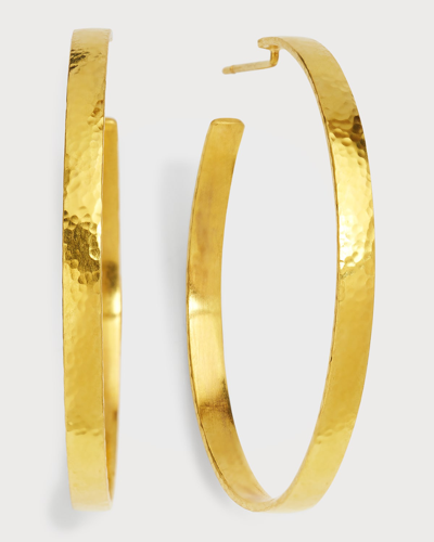 Elizabeth Locke 19k Flat Ribbon Hoop Earrings - 2" In 05 Yellow Gold