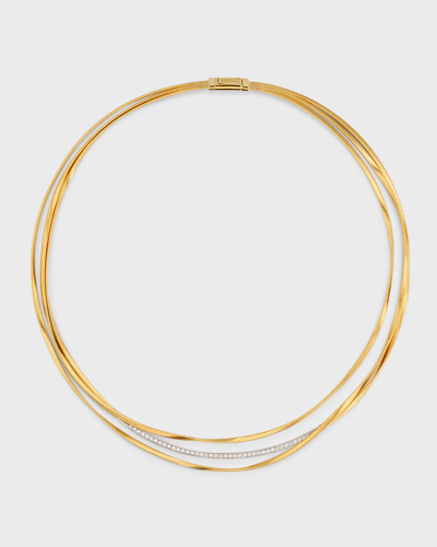 Marco Bicego 18k Yellow Gold Marrakech Three Strand Necklace With Diamonds In 05 Yellow Gold