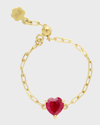 Stevie Wren 18k Gold Turquoise Heart Adjustable Chain Ring In Ruby