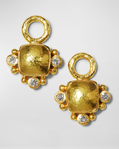 Elizabeth Locke Domed Square Cushion Earring Charms In 05 Yellow Gold