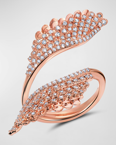 Graziela Gems 18k Rose Gold Pluma Diamond Ring In 10 White Gold