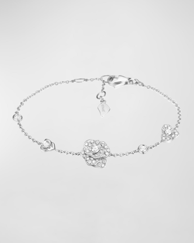 Piaget Rose 18k White Gold 3-motif Diamond Bracelet In 10 White Gold