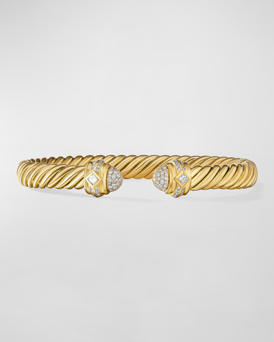 David Yurman 7mm Cablespira Oval Bracelet In 18k Gold With Diamonds In 60 Multi-colored