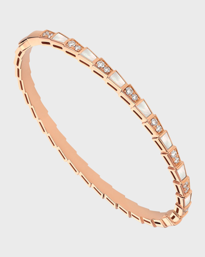 Bvlgari Serpenti Viper Bracelet In 18k Pink Gold, Diamonds And Mother-of-pearl