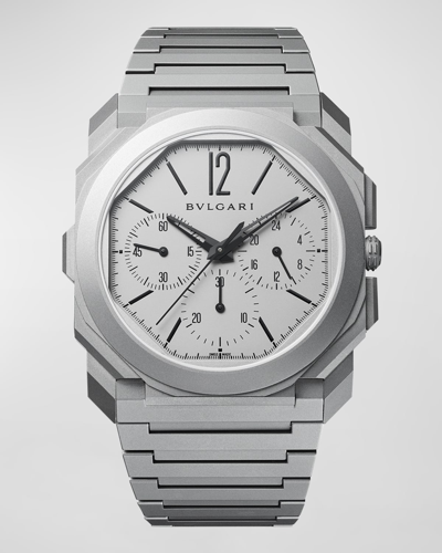 Bvlgari Men's 42mm Octo Finissimo Chronograph Watch In Titanium In Gray