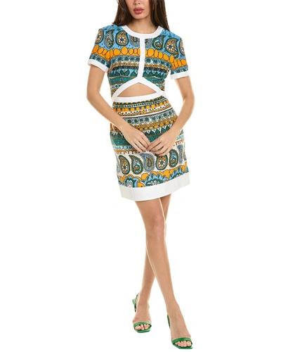 Staud Perla Womens Cutout Short Mini Dress In Multi