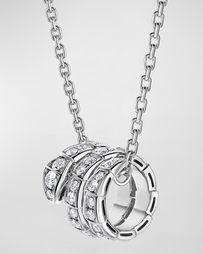 Bvlgari Serpenti Viper Necklace In 18k White Gold With Full Diamond Pave In 10 White Gold