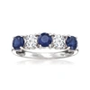 Ross-simons Sapphire And . Lab-grown Diamond Ring In 14kt White Gold In Blue