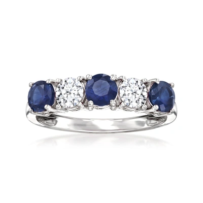Ross-simons Sapphire And . Lab-grown Diamond Ring In 14kt White Gold In Blue