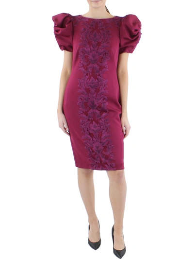 Tadashi Shoji Womens Knit Embroidered Cocktail And Party Dress In Pink