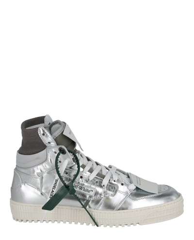Off-white 3.0 Off Court Metallic Leather Sneakers In Silver Silver