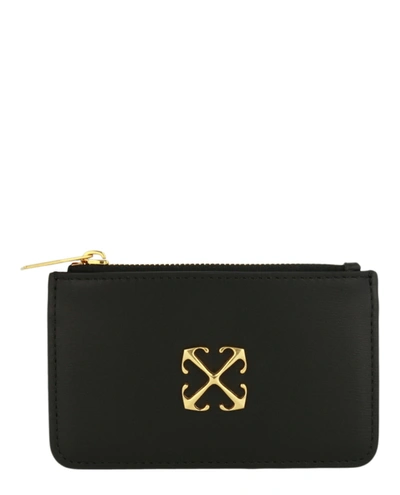 Off-white Jitney Arrows-plaque Leather Wallet In Black
