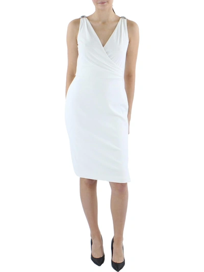 Lauren Ralph Lauren Womens Knit Sleeveless Sheath Dress In White
