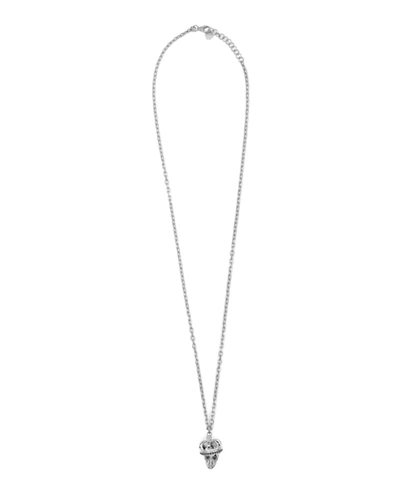 Philipp Plein Stainless Steel 3d Crowned $kull Cable Chain 29-1/2" Pendant Necklace