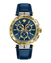 Versace Aion Chrono Leather Watch In Multi