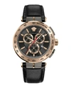 Versace Aion Chrono Leather Watch In Multi