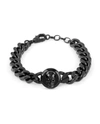 Philipp Plein Black-tone Ip Stainless Steel 3d $kull Cuban Link Bracelet In Multi