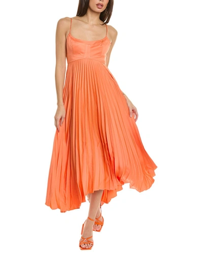 A.l.c Hollie Pleated Empire-waist Midi Dress In Orange