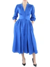 Cult Gaia Willow Womens Linen Calf Midi Dress In Blue