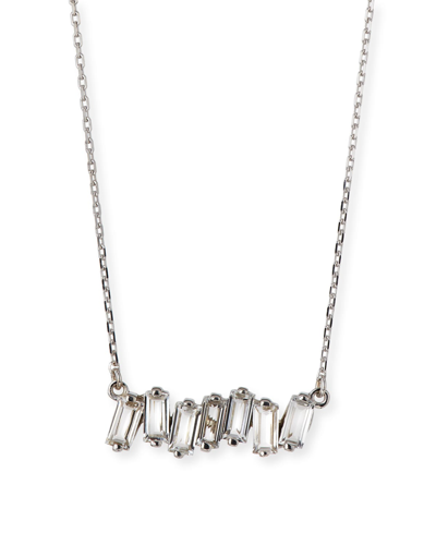 Kalan By Suzanne Kalan Signature Mini Fireworks White Gold Topaz Bar Necklace In 40 White