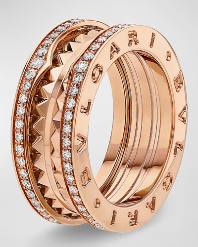 Bvlgari B. Zero1 Rock Studded Diamond Pave Ring, Eu 52 / Us 6 In 15 Rose Gold