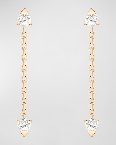 Piaget Sunlight 18k Rose Gold Diamond Chain Drop Earrings In 15 Rose Gold