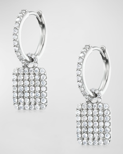 Sheryl Lowe Pave Diamond Shield On Huggie Earrings In Metallic