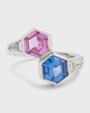 BAYCO PLATINUM PINK AND BLUE SAPPHIRE RING WITH F/VVS1-VS DIAMONDS